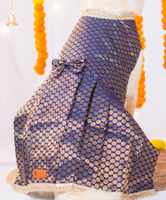 Festive Brocade Dog Dress (Blue)