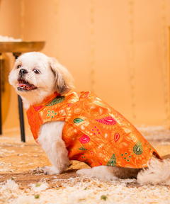 Floral Dog Kurta with Pocket Square