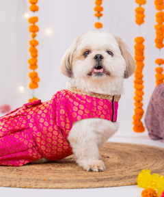 Festive Brocade Dog Dress (Pink)
