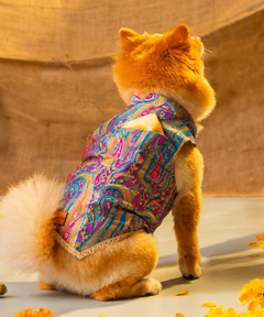 Dog Kurta with Pocket Square Neelam