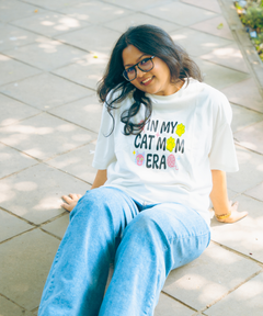 In my Cat Mom era T-shirt