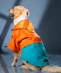 Full-Coverage Dog Raincoat: Orange-Blue