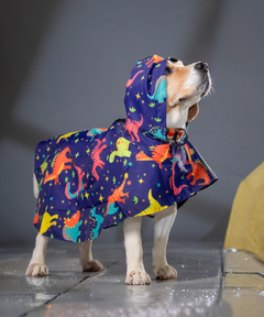 Dinosaur Printed Cape Style Dog Raincoat