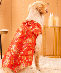 Dog Kurta with Bowtie Red