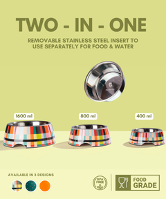 2-in-1 Melamine Dog Bowl Abstract