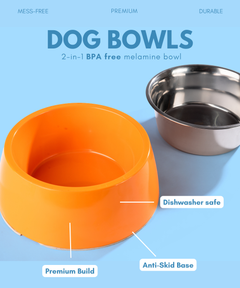 2-in-1 Melamine Dog Bowl Orange