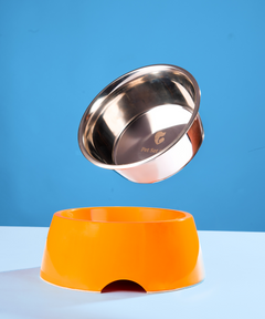 2-in-1 Melamine Dog Bowl Orange