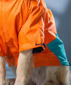 Full-Coverage Dog Raincoat: Orange-Blue