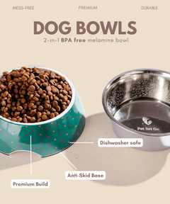 2-in-1 Melamine Dog Bowl Hearts