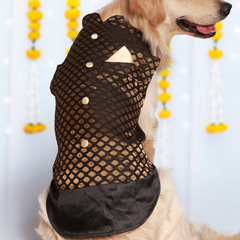 Dog Kurta with Pocket Square Black