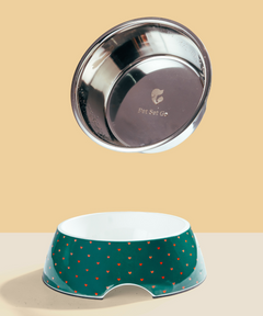 2-in-1 Melamine Dog Bowl Hearts