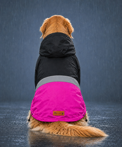 Full-Coverage Dog Raincoat Pink-Black