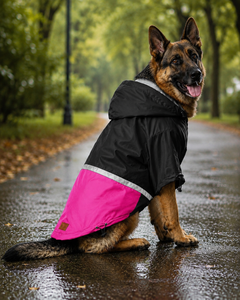 Full-Coverage Dog Raincoat Pink-Black