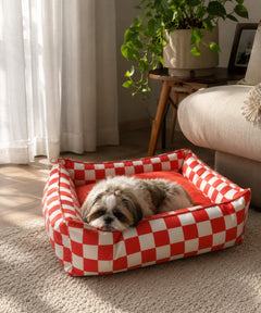 Cozy Checks Lounger Dog Bed