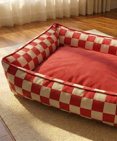 Cozy Checks Lounger Dog Bed