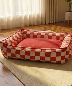 Cozy Checks Lounger Dog Bed