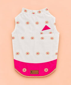 White-Pink Dog Kurta