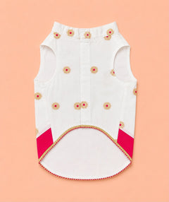 White-Pink Dog Kurta